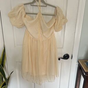 Elegant Cream Off-Shoulder Dress